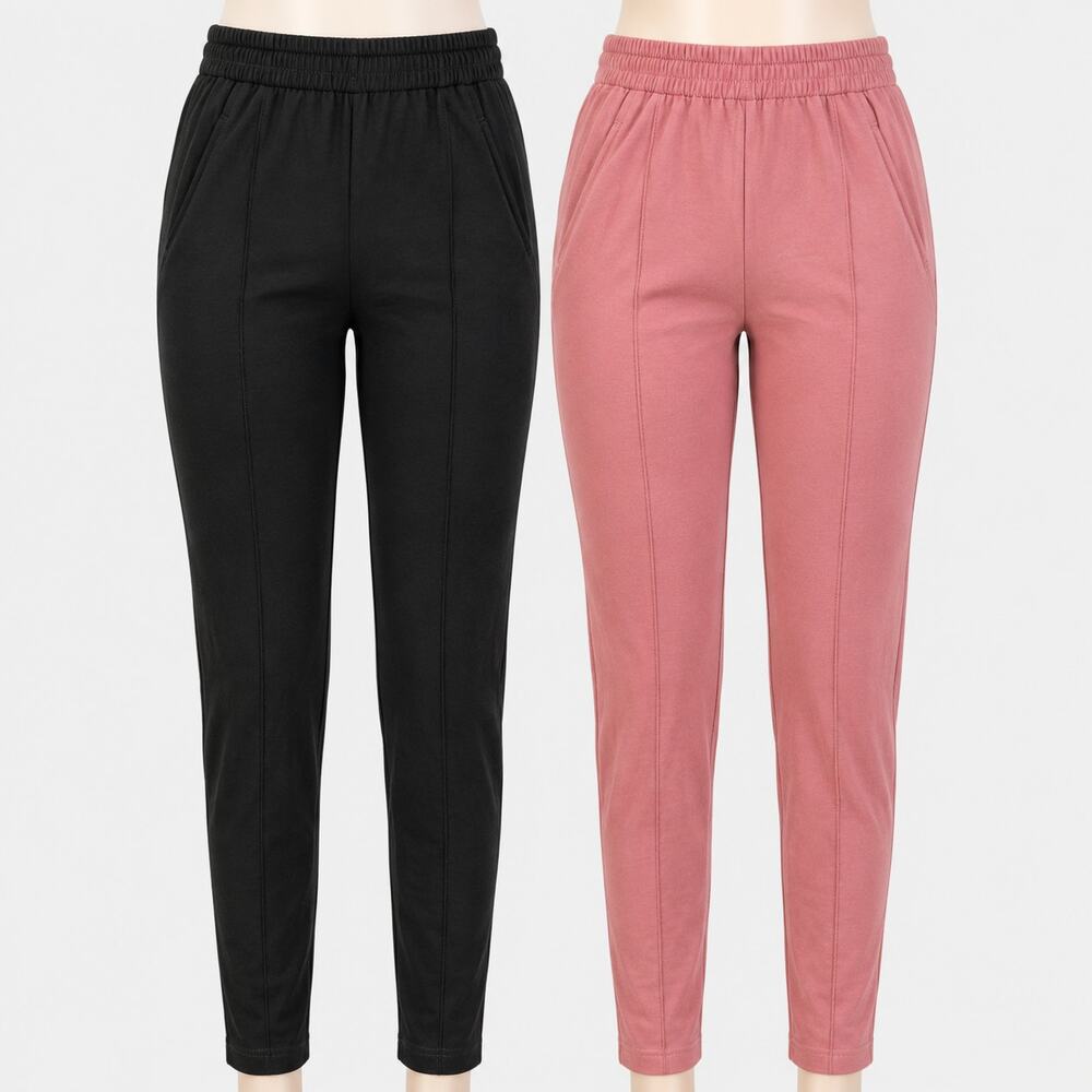 Cotton VIU Lounge Pants Set of 2 Womens Medium M Black Pink 100% Cotton Pocketed - Picture 13 of 13
